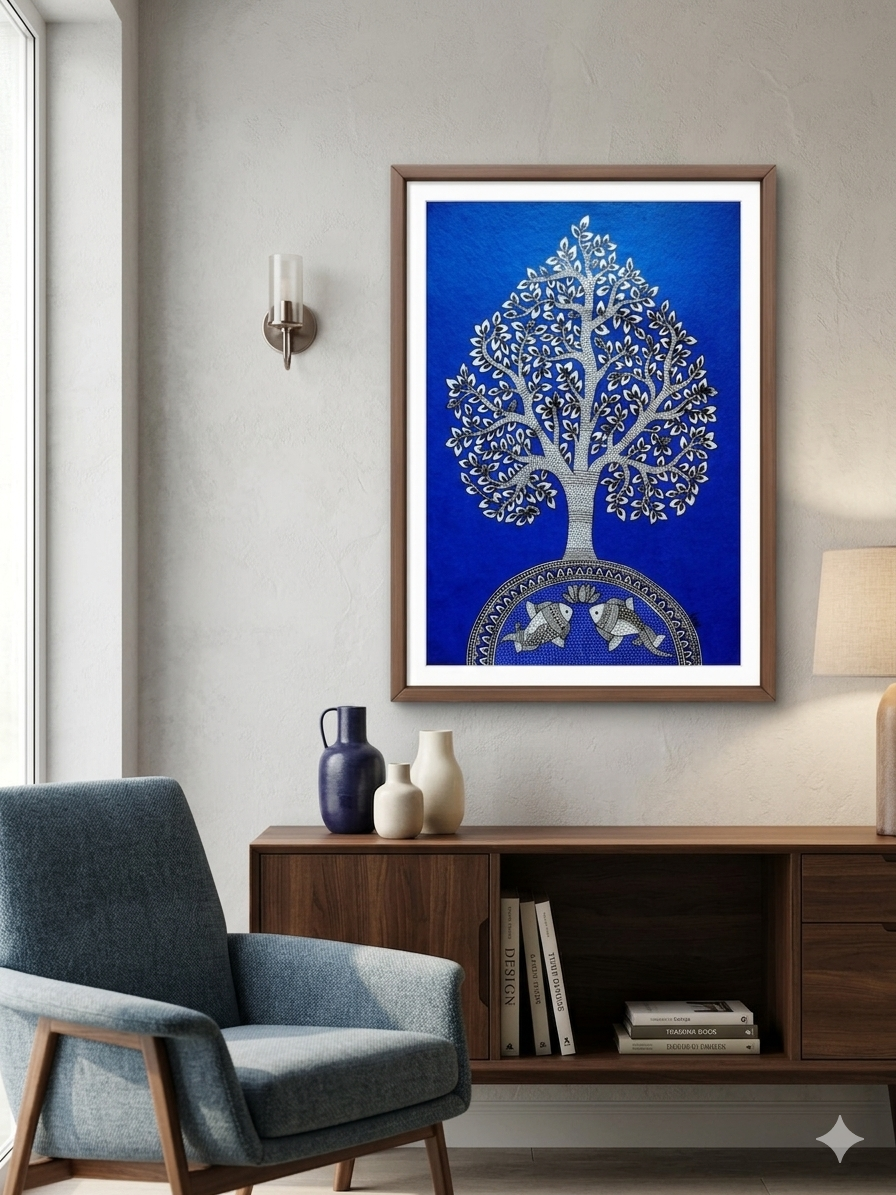 Tree of Life : Twin Fishes (19 × 25 inches including frame)