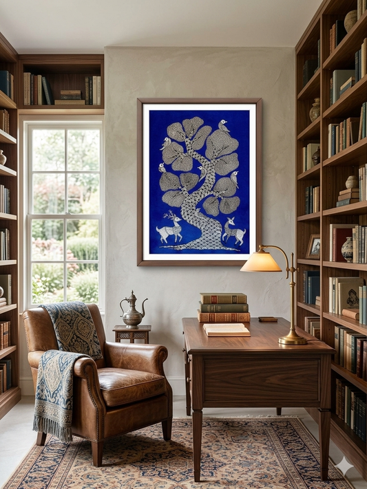Tree of Life : Twin Deer (19 × 25 inches including frame)