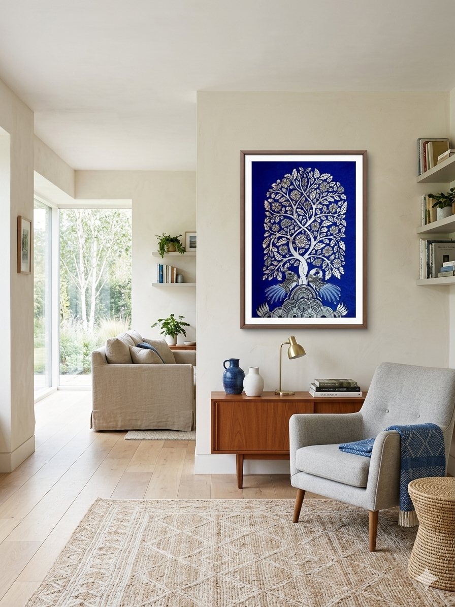 Tree of Life : Twin Peacocks ( 19 × 25 inches including frame)
