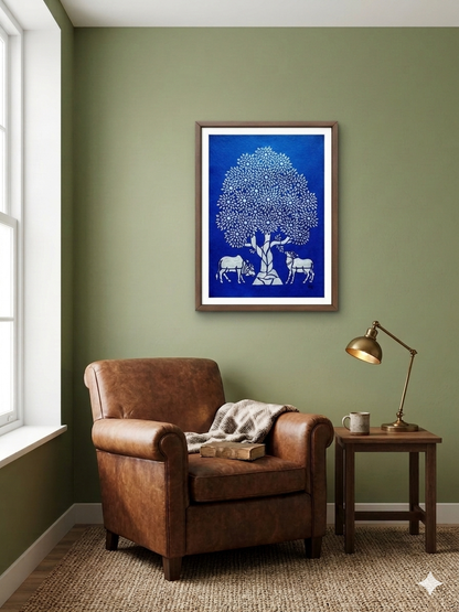 Tree of Life : Twin Cattle (19 × 25 inches including frame)