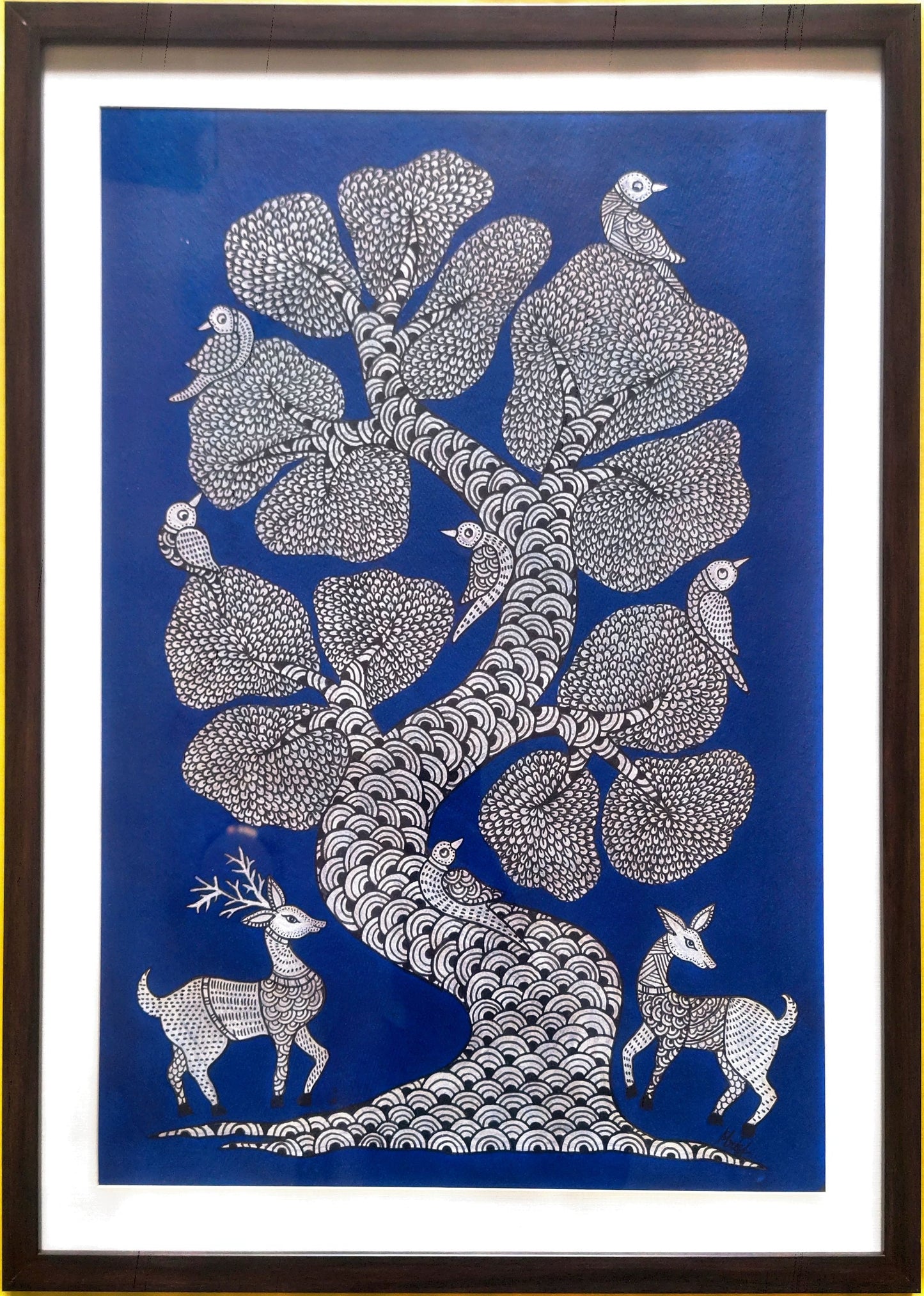 Tree of Life : Twin Deer (19 × 25 inches including frame)