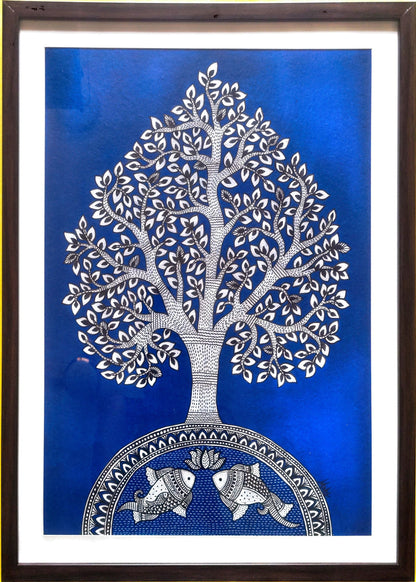Tree of Life : Twin Fishes (19 × 25 inches including frame)