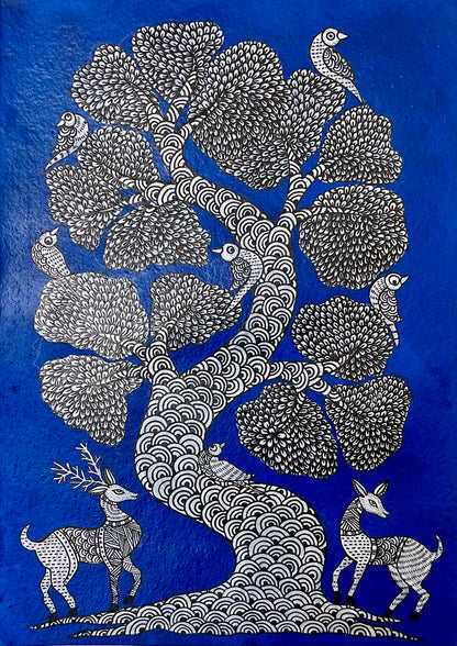 Tree of Life – Twin Deer (18 × 24 inches)