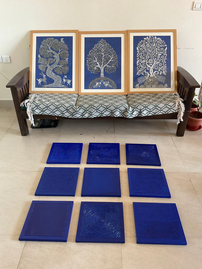Tree of Life : Twin Peacocks ( 18 × 24 Light wood frame)