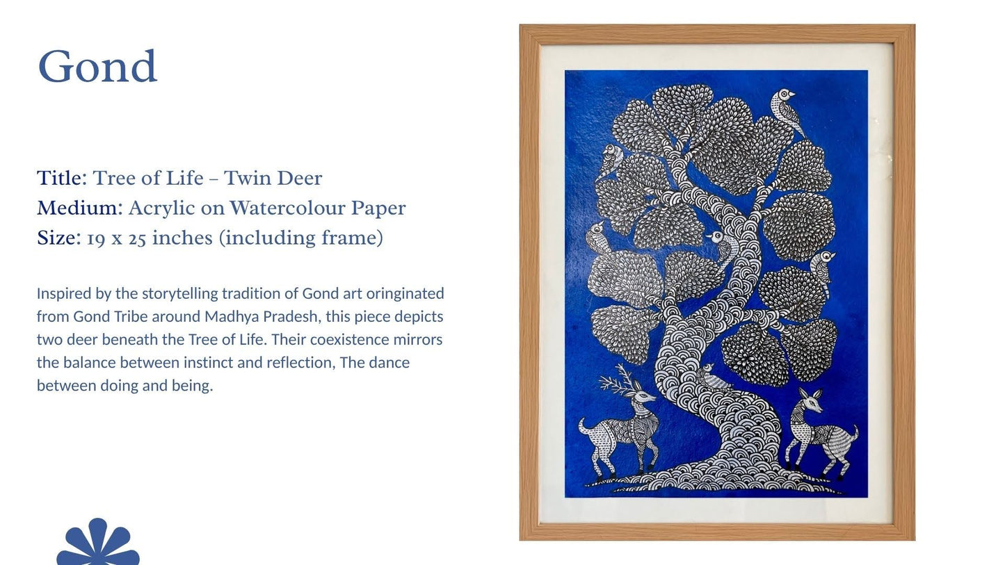 Tree of Life – Twin Deer (18 × 24 inches)