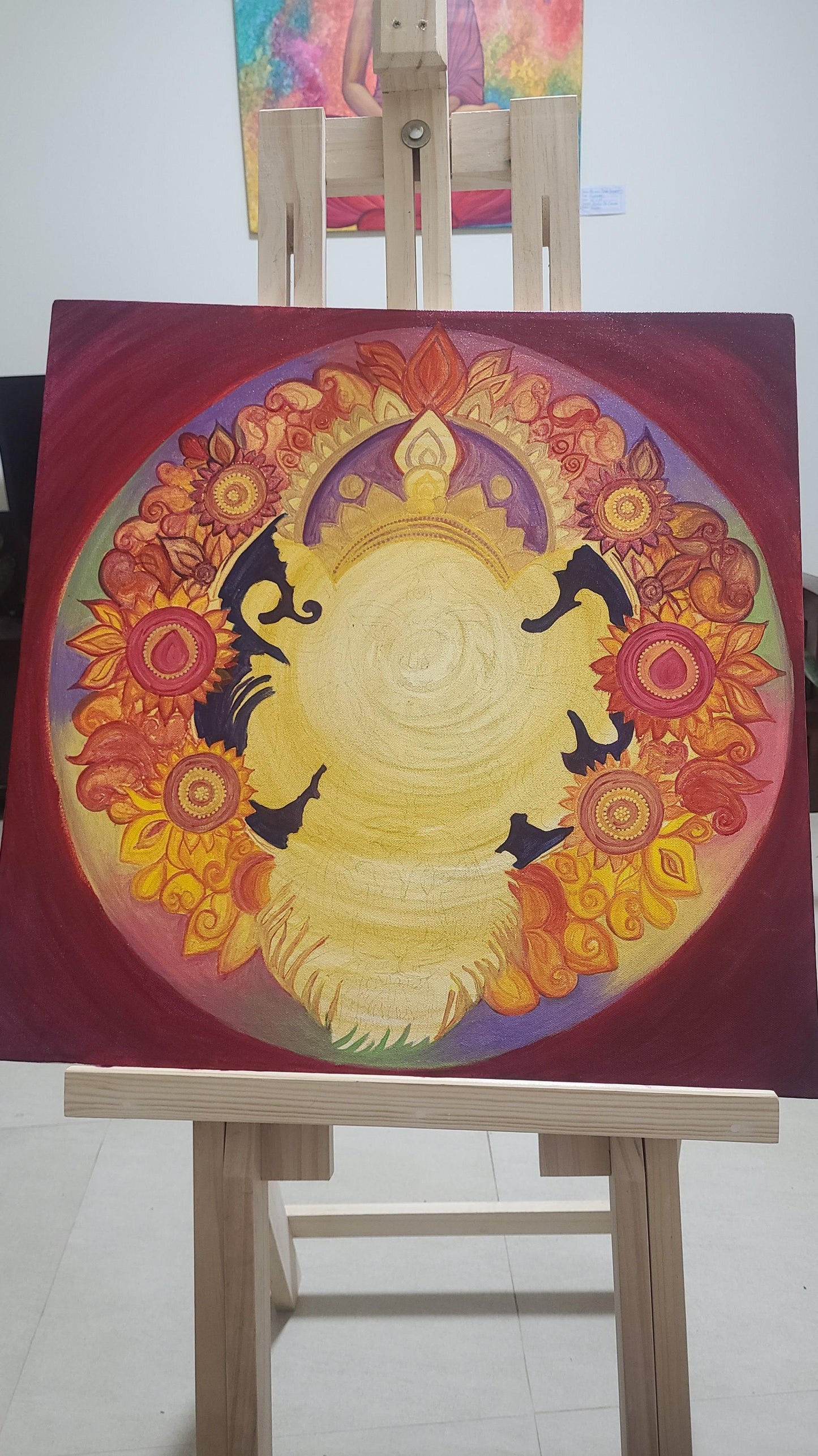 Durga Amma (WIP 2 ft × 2 ft)