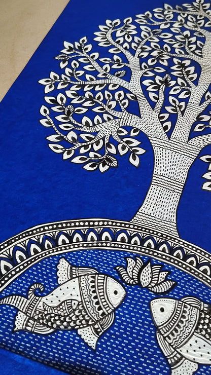 Tree of Life : Twin Fishes (18 × 24 Light wood frame)