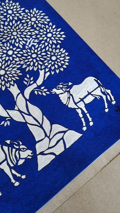Tree of Life : Twin Cattle (19 × 25 inches including frame)