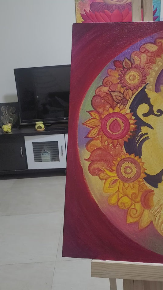 Durga Amma (WIP 2 ft × 2 ft)