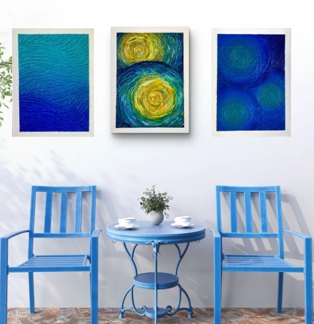 Texture Art work - Water Set of 3