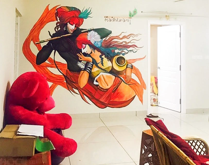 Radha Krishna 3 Original Acrylic Painting