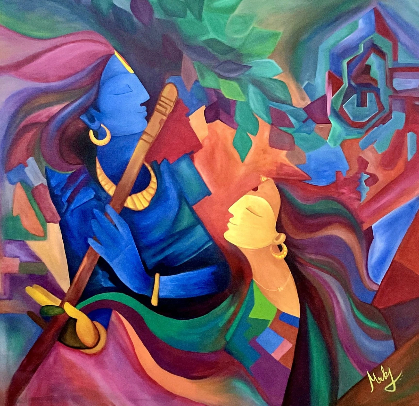 Radha Krishna 1 Original Acrylic Painting